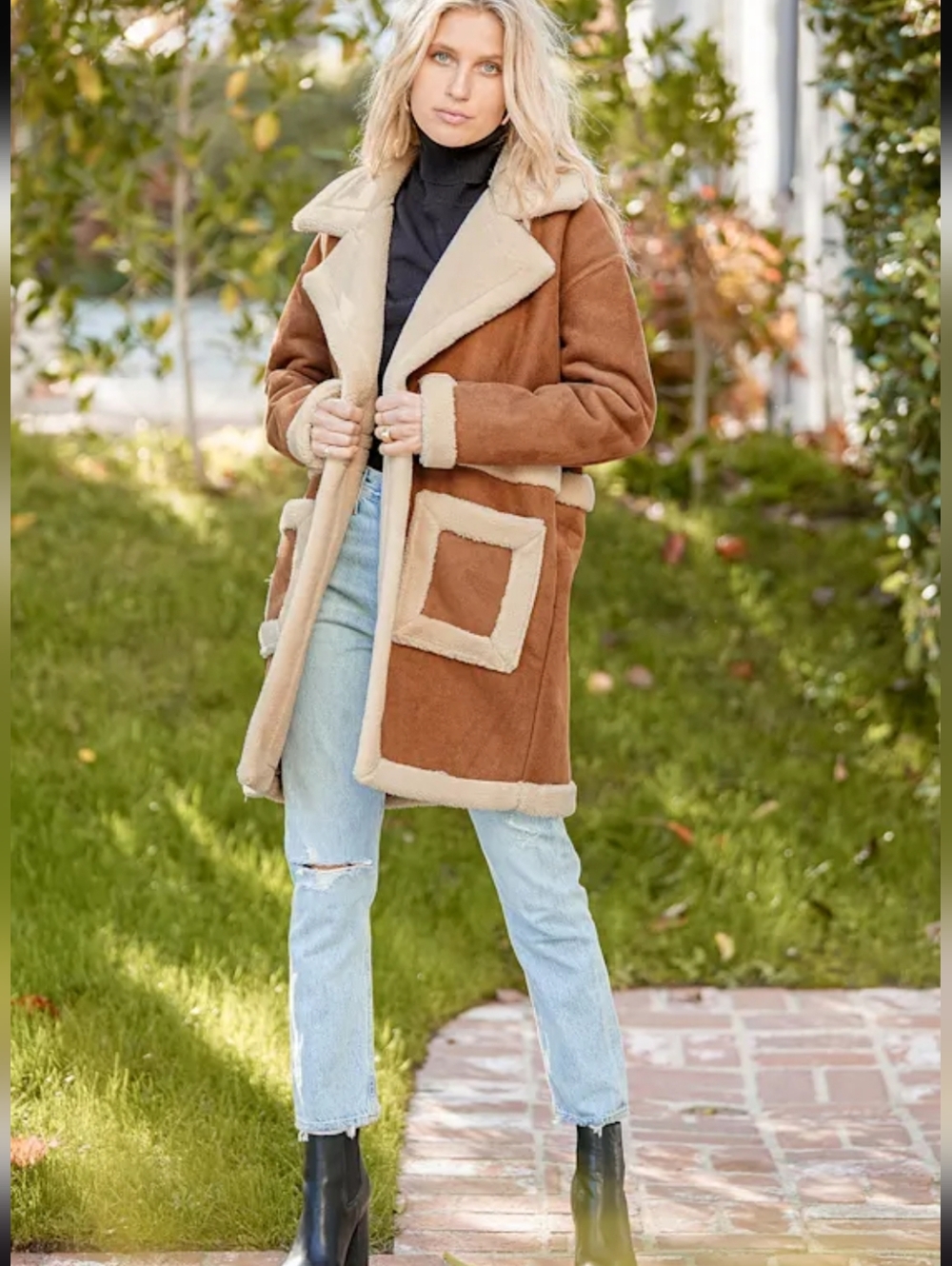 Blank NYC Feels Natural Tan Faux Fur Coat Size Medium - Picture 14 of 16